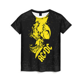 Женская футболка 3D с принтом AC/DC HIGH VOLTAGE , 100% полиэфир ( синтетическое хлопкоподобное полотно) | прямой крой, круглый вырез горловины, длина до линии бедер | ac dc | acdc | high voltage | music | rock | skull | группа | молния | музыка | музыканты | рок | череп