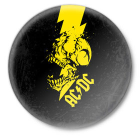 Значок с принтом AC/DC HIGH VOLTAGE ,  металл | круглая форма, металлическая застежка в виде булавки | ac dc | acdc | high voltage | music | rock | skull | группа | молния | музыка | музыканты | рок | череп