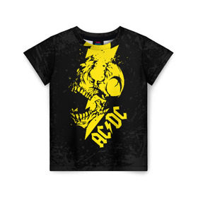 Детская футболка 3D с принтом AC/DC HIGH VOLTAGE , 100% гипоаллергенный полиэфир | прямой крой, круглый вырез горловины, длина до линии бедер, чуть спущенное плечо, ткань немного тянется | ac dc | acdc | high voltage | music | rock | skull | группа | молния | музыка | музыканты | рок | череп