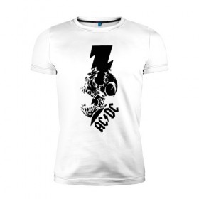 Мужская футболка премиум с принтом AC/DC HIGH VOLTAGE , 92% хлопок, 8% лайкра | приталенный силуэт, круглый вырез ворота, длина до линии бедра, короткий рукав | ac dc | acdc | high voltage | music | rock | skull | группа | молния | музыка | музыканты | рок | череп