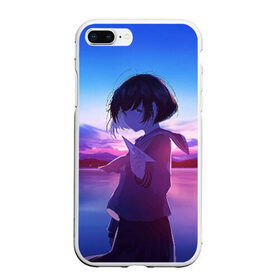 Чехол для iPhone 7Plus/8 Plus матовый с принтом Anime Sunset , Силикон | Область печати: задняя сторона чехла, без боковых панелей | anime | clouds | girl | sunset | аниме | девушка | закат