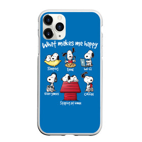 Чехол для iPhone 11 Pro Max матовый с принтом Что делает меня счастливым , Силикон |  | Тематика изображения на принте: happy | makes | me | peanuts | snoopy | what | арахис | вудсток | пес | сабака | снупи | собака | чарли браун | щенок