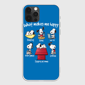 Чехол для iPhone 12 Pro Max с принтом Что делает меня счастливым , Силикон |  | happy | makes | me | peanuts | snoopy | what | арахис | вудсток | пес | сабака | снупи | собака | чарли браун | щенок