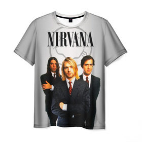 Мужская футболка 3D с принтом Nirvana , 100% полиэфир | прямой крой, круглый вырез горловины, длина до линии бедер | 90 | alternative | crimson | david grohl | foo fighters | grunge | kurt cobain | music | nirvana | rip | rock | smile | гранж | группа | девяностые | курт кобейн | музыка | нирвана | рок