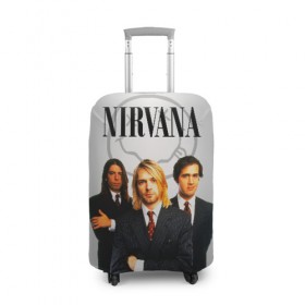Чехол для чемодана 3D с принтом Nirvana , 86% полиэфир, 14% спандекс | двустороннее нанесение принта, прорези для ручек и колес | 90 | alternative | crimson | david grohl | foo fighters | grunge | kurt cobain | music | nirvana | rip | rock | smile | гранж | группа | девяностые | курт кобейн | музыка | нирвана | рок