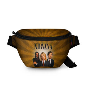 Поясная сумка 3D с принтом Nirvana , 100% полиэстер | плотная ткань, ремень с регулируемой длиной, внутри несколько карманов для мелочей, основное отделение и карман с обратной стороны сумки застегиваются на молнию | 90 | alternative | crimson | david grohl | foo fighters | grunge | kurt cobain | music | nirvana | rip | rock | smile | гранж | группа | девяностые | курт кобейн | музыка | нирвана | рок