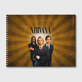 Альбом для рисования с принтом Nirvana , 100% бумага
 | матовая бумага, плотность 200 мг. | 90 | alternative | crimson | david grohl | foo fighters | grunge | kurt cobain | music | nirvana | rip | rock | smile | гранж | группа | девяностые | курт кобейн | музыка | нирвана | рок