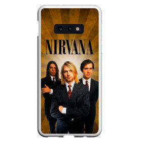 Чехол для Samsung S10E с принтом Nirvana , Силикон | Область печати: задняя сторона чехла, без боковых панелей | 90 | alternative | crimson | david grohl | foo fighters | grunge | kurt cobain | music | nirvana | rip | rock | smile | гранж | группа | девяностые | курт кобейн | музыка | нирвана | рок