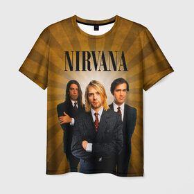 Мужская футболка 3D с принтом Nirvana , 100% полиэфир | прямой крой, круглый вырез горловины, длина до линии бедер | Тематика изображения на принте: 90 | alternative | crimson | david grohl | foo fighters | grunge | kurt cobain | music | nirvana | rip | rock | smile | гранж | группа | девяностые | курт кобейн | музыка | нирвана | рок