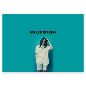 Поздравительная открытка с принтом Billie Eilish , 100% бумага | плотность бумаги 280 г/м2, матовая, на обратной стороне линовка и место для марки
 | Тематика изображения на принте: ayelish | bad guy | billie eilish | eilish | билли айлиш | эйлиш | элиш