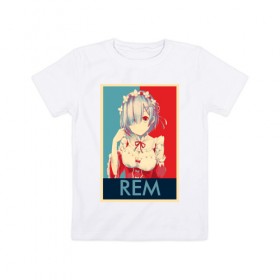 Детская футболка хлопок с принтом Рем , 100% хлопок | круглый вырез горловины, полуприлегающий силуэт, длина до линии бедер | re zero | аниме | манга | рем
