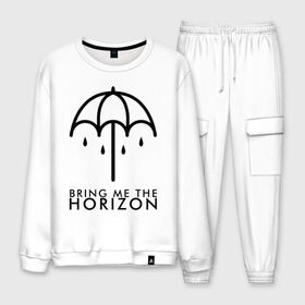 Мужской костюм хлопок с принтом BRING ME THE HORIZON , 100% хлопок | на свитшоте круглая горловина, мягкая резинка по низу. Брюки заужены к низу, на них два вида карманов: два “обычных” по бокам и два объемных, с клапанами, расположенные ниже линии бедра. Брюки с мягкой трикотажной резинкой на поясе и по низу штанин. В поясе для дополнительного комфорта — широкие завязки | bmth | bring me the horizon