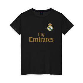 Женская футболка хлопок с принтом Азар Форма Реал Мадрид 19/20 , 100% хлопок | прямой крой, круглый вырез горловины, длина до линии бедер, слегка спущенное плечо | 2019 | 2020 | azar | hazard | madrid | real | азар | домашняя | еден | мадрид | реал | сливочные | форма | футбольная | эден