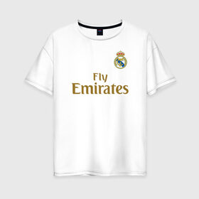 Женская футболка хлопок Oversize с принтом Азар Форма Реал Мадрид 19 20 , 100% хлопок | свободный крой, круглый ворот, спущенный рукав, длина до линии бедер
 | 2019 | 2020 | azar | hazard | madrid | real | азар | домашняя | еден | мадрид | реал | сливочные | форма | футбольная | эден