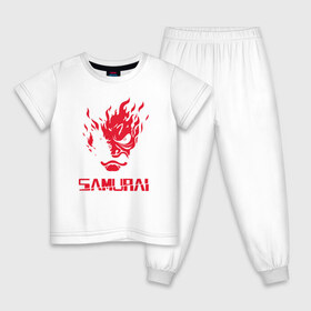 Детская пижама хлопок с принтом Cyberpunk 2077 , 100% хлопок |  брюки и футболка прямого кроя, без карманов, на брюках мягкая резинка на поясе и по низу штанин
 | Тематика изображения на принте: 2077 | cyberpunk | cyberpunk 2077 | dc | games | marvel | ps4 | samurai | игры | киану | самурай