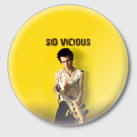 Значок с принтом Sid Vicious ,  металл | круглая форма, металлическая застежка в виде булавки | england | music | my way | no future | sid and nancy | sid vicious | trash | музыка | панк | рок | сид вишес | сид и ненси