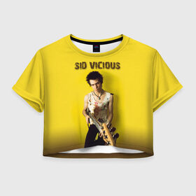 Женская футболка Cropp-top с принтом Sid Vicious , 100% полиэстер | круглая горловина, длина футболки до линии талии, рукава с отворотами | england | music | my way | no future | sid and nancy | sid vicious | trash | музыка | панк | рок | сид вишес | сид и ненси