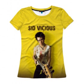 Женская футболка 3D с принтом Sid Vicious , 100% полиэфир ( синтетическое хлопкоподобное полотно) | прямой крой, круглый вырез горловины, длина до линии бедер | england | music | my way | no future | sid and nancy | sid vicious | trash | музыка | панк | рок | сид вишес | сид и ненси