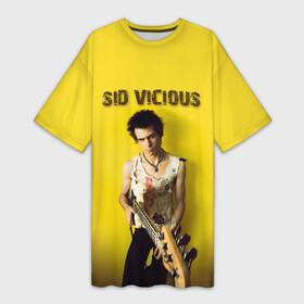 Платье-футболка 3D с принтом Sid Vicious ,  |  | england | music | my way | no future | sid and nancy | sid vicious | trash | музыка | панк | рок | сид вишес | сид и ненси