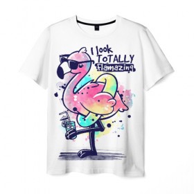 Мужская футболка 3D с принтом Огненный фламинго , 100% полиэфир | прямой крой, круглый вырез горловины, длина до линии бедер | berd | dance | flamazing | flamingo | i look | kero kero bonito | to tally | кардмэйкинг | мир | птица | птицы | розовый