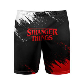 Мужские шорты спортивные с принтом STRANGER THINGS | ОЧЕНЬ СТРАННЫЕ ДЕЛА ,  |  | 11 | stranger things | одди | одиннадцатая | очень странные дела | сериалы