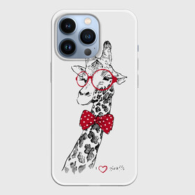 Чехол для iPhone 13 Pro с принтом Жираф ,  |  | animal | bow tie | cool | giraffe | gray | red | white | белый | галстук  бабочка | животное | жираф | красный | очки | прикольный | серый