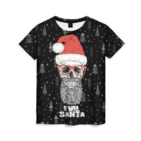 Женская футболка 3D с принтом Evil Santa , 100% полиэфир ( синтетическое хлопкоподобное полотно) | прямой крой, круглый вырез горловины, длина до линии бедер | 