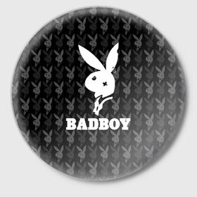 Значок с принтом Bad boy ,  металл | круглая форма, металлическая застежка в виде булавки | bad boy | bite | bow tie | broken | cool | ear | fighter | logo | man | playboy | rabbit | sign | symbol | white | белый | битый | боец | галстук бабочка | знак | кролик | логотип | любовь | мальчик | мужчина | откушенное | прикольный | сим