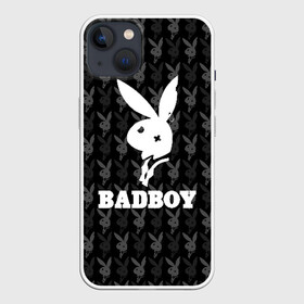 Чехол для iPhone 13 с принтом Bad boy ,  |  | bad boy | bite | bow tie | broken | cool | ear | fighter | logo | man | playboy | rabbit | sign | symbol | white | белый | битый | боец | галстук бабочка | знак | кролик | логотип | любовь | мальчик | мужчина | откушенное | прикольный | сим