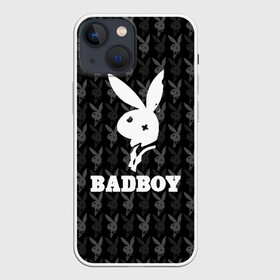 Чехол для iPhone 13 mini с принтом Bad boy ,  |  | bad boy | bite | bow tie | broken | cool | ear | fighter | logo | man | playboy | rabbit | sign | symbol | white | белый | битый | боец | галстук бабочка | знак | кролик | логотип | любовь | мальчик | мужчина | откушенное | прикольный | сим