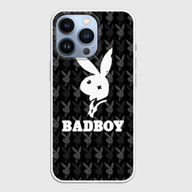 Чехол для iPhone 13 Pro с принтом Bad boy ,  |  | bad boy | bite | bow tie | broken | cool | ear | fighter | logo | man | playboy | rabbit | sign | symbol | white | белый | битый | боец | галстук бабочка | знак | кролик | логотип | любовь | мальчик | мужчина | откушенное | прикольный | сим