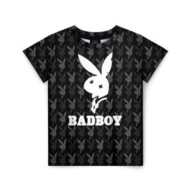 Детская футболка 3D с принтом Bad boy , 100% гипоаллергенный полиэфир | прямой крой, круглый вырез горловины, длина до линии бедер, чуть спущенное плечо, ткань немного тянется | bad boy | bite | bow tie | broken | cool | ear | fighter | logo | man | playboy | rabbit | sign | symbol | white | белый | битый | боец | галстук бабочка | знак | кролик | логотип | любовь | мальчик | мужчина | откушенное | прикольный | сим