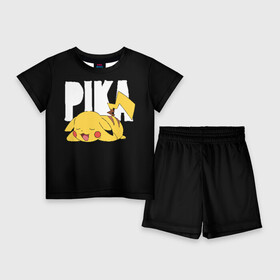Детский костюм с шортами 3D с принтом Пика ,  |  | pikachu | pokeball | pokemon | пикачу | покебол | покемоны