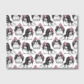 Альбом для рисования с принтом Японские хины , 100% бумага
 | матовая бумага, плотность 200 мг. | Тематика изображения на принте: animal | bow | cute | dog | funny | gentle | gray | heart | muzzle | pink | white | бант | белый | животное | забавный | милый | нежный | розовый | сердце | серый | собака