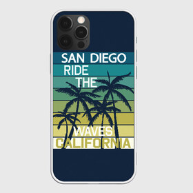 Чехол для iPhone 12 Pro Max с принтом California , Силикон |  | california | cool | palm trees | san diego | stripes | travel | калифорния | пальмы | полосы | прикольный | путешествие | сан диего