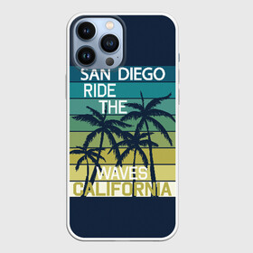 Чехол для iPhone 13 Pro Max с принтом California ,  |  | Тематика изображения на принте: california | cool | palm trees | san diego | stripes | travel | калифорния | пальмы | полосы | прикольный | путешествие | сан диего