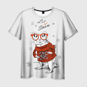 Мужская футболка 3D с принтом Let it snow , 100% полиэфир | прямой крой, круглый вырез горловины, длина до линии бедер | 