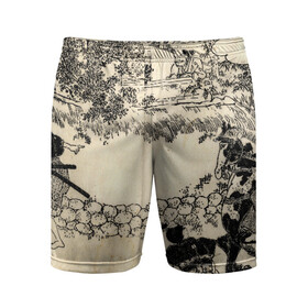 Мужские шорты спортивные с принтом Японская гравюра ,  |  | japan | japanese | искусство | картина | япония | японская гравюра | японская картина