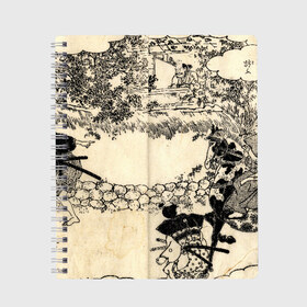 Тетрадь с принтом Японская гравюра , 100% бумага | 48 листов, плотность листов — 60 г/м2, плотность картонной обложки — 250 г/м2. Листы скреплены сбоку удобной пружинной спиралью. Уголки страниц и обложки скругленные. Цвет линий — светло-серый
 | japan | japanese | искусство | картина | япония | японская гравюра | японская картина