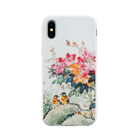 Чехол для iPhone X матовый с принтом Японские цветы , Силикон | Печать на задней стороне чехла, без боковой панели | japan | japanese | искусство | картина | цветы | япония | японская гравюра | японская картина