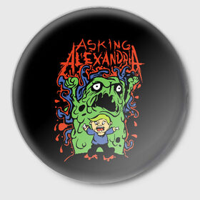 Значок с принтом Asking Alexandria ,  металл | круглая форма, металлическая застежка в виде булавки | asking alexandria | denis stoff | rock | рок