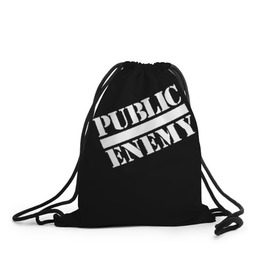 Рюкзак-мешок 3D с принтом Public Enemy , 100% полиэстер | плотность ткани — 200 г/м2, размер — 35 х 45 см; лямки — толстые шнурки, застежка на шнуровке, без карманов и подкладки | public enemy | rap | реп | рэп