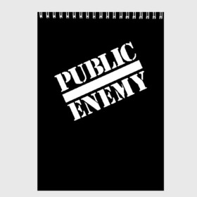 Скетчбук с принтом Public Enemy , 100% бумага
 | 48 листов, плотность листов — 100 г/м2, плотность картонной обложки — 250 г/м2. Листы скреплены сверху удобной пружинной спиралью | Тематика изображения на принте: public enemy | rap | реп | рэп