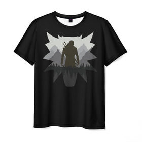 Мужская футболка 3D с принтом Геральт , 100% полиэфир | прямой крой, круглый вырез горловины, длина до линии бедер | wild hunt | witcher | ведьмак | геральд | геральт | дикая охота