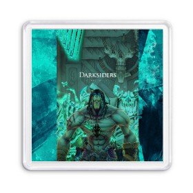 Магнит 55*55 с принтом Darksiders 2 , Пластик | Размер: 65*65 мм; Размер печати: 55*55 мм | Тематика изображения на принте: 3d | 3dвосприятие | action rpg | darksiders 2 | апокалипсис | арт | верблюд | война | всадник | желтый | зеброид | игра | караван | компьютерная | конь | монстры | серый | слешер