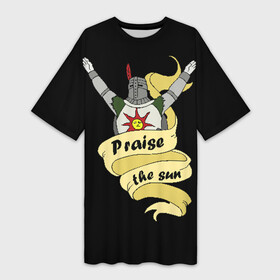 Платье-футболка 3D с принтом Praise the sun ,  |  | dark souls 3 | дарк соулс | темные души
