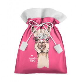 Подарочный 3D мешок с принтом Romantic llama , 100% полиэстер | Размер: 29*39 см | Тематика изображения на принте: alpaca | animal | cool | flowers | head | heart | inscription | llama | look | pink | romance | альпака | взгляд | голова | животное | лама | любовь | надпись | очки | прикольный | розовые | романтика | сердце | цветы