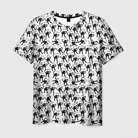 Мужская футболка 3D с принтом ЪУЪ , 100% полиэфир | прямой крой, круглый вырез горловины, длина до линии бедер | cursed cat | meme | pattern | truxkot19 | кот мем | мем с котом | мемы | паттерн | прикол | съука | черный кот | ъуъ съука | юмор