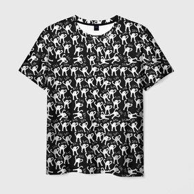 Мужская футболка 3D с принтом ЪУЪ , 100% полиэфир | прямой крой, круглый вырез горловины, длина до линии бедер | cursed cat | meme | pattern | truxkot19 | кот мем | мем с котом | мемы | паттерн | прикол | съука | черный кот | ъуъ съука | юмор