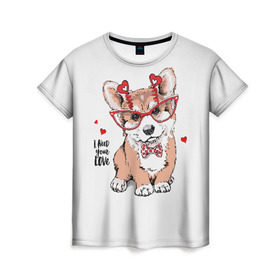 Женская футболка 3D с принтом I need your love , 100% полиэфир ( синтетическое хлопкоподобное полотно) | прямой крой, круглый вырез горловины, длина до линии бедер | animal | bow | bow tie | breed | cute | dog | funny | hearts | i need your love | polka dot | puppy | red | the inscription | white | бант | белый | вельш корги пемброк | галстук бабочка | горошек | животное | забавный | красный | любовь | милый | м